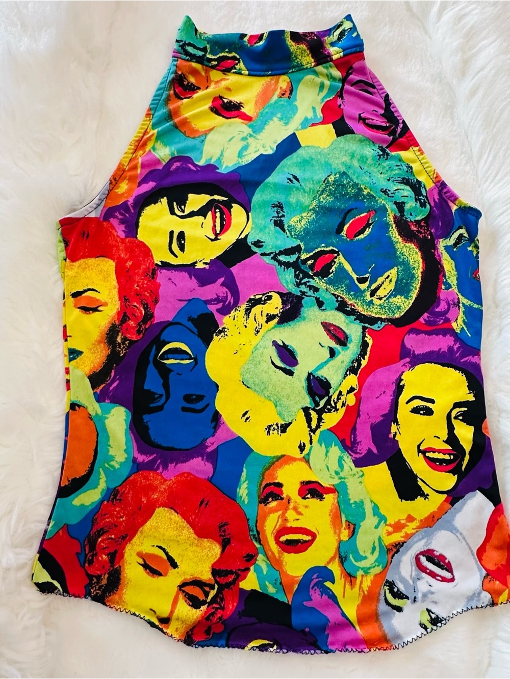 Fashion Nova Pop Art Marilyn Faces Halter Top - Multicolor